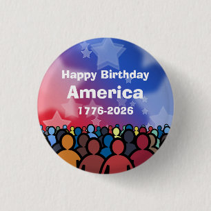 Gelukkige verjaardag Amerika 1776 tot 2026 Ronde Button 3,2 Cm