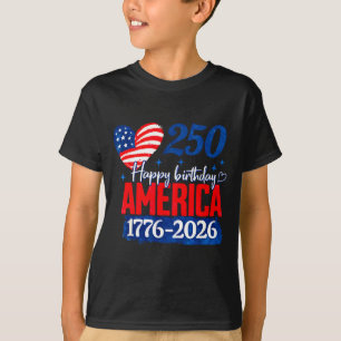 Gelukkige verjaardag Amerika 250 jaar patriottisch T-shirt