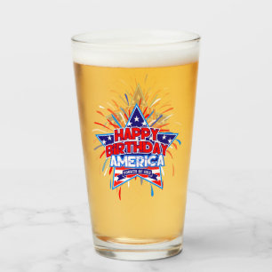 Gelukkige verjaardag Amerika 4 juli Onafhankelijkh Glas