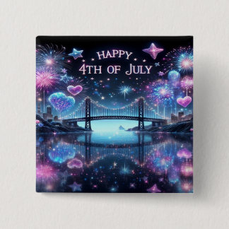 Gelukkige verjaardag Amerika Vierkante Button 5,1 Cm