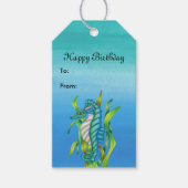 Gelukkige Verjaardag Aqua Blue Zee Dragon Creature Cadeaulabel (Voorkant)