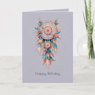 Gelukkige verjaardag artistieke dreamcatcher aanpa kaart