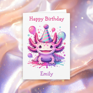 Gelukkige verjaardag Axolotl thema gepersonaliseer Kaart