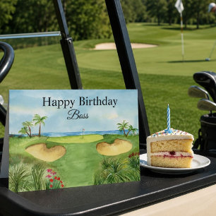 Gelukkige Verjaardag Baas Tropische Golfbaan Kaart