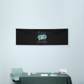 Gelukkige Verjaardag Baby Blauwe 2.5x8 Vinyl Banne Spandoek (Beurs)