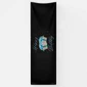 Gelukkige Verjaardag Baby Blauwe 2.5x8 Vinyl Banne Spandoek (Verticaal)