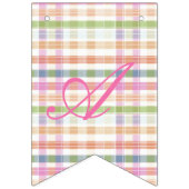 Gelukkige verjaardag banner in roze plaid (Derde vlag)
