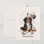 Gelukkige verjaardag Berner Sennenhond Briefkaart (Voorkant / Achterkant)