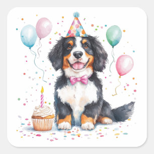 Gelukkige verjaardag Berner Sennenhond Vierkante Sticker