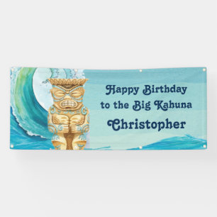 Gelukkige verjaardag Big Kahuna Beach Wave Tiki Spandoek
