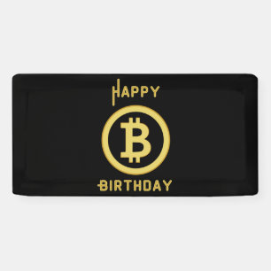 Gelukkige Verjaardag Bitcoin Gold 2x1 Vinyl Banner