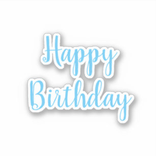 Gelukkige Verjaardag Blauw Wit Trendy Koel Eenvoud Sticker