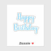 Gelukkige Verjaardag Blauw Wit Trendy Koel Eenvoud Sticker (Vel)