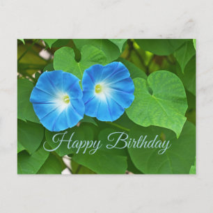 Gelukkige Verjaardag Blauwe Morning Glory Bloemen Briefkaart
