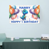 GELUKKIGE VERJAARDAG BLAUWE T REX Banner (Beurs)