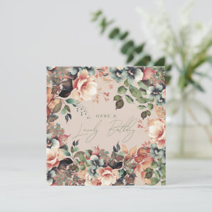Gelukkige Verjaardag Boheemse Tuin Bloemen Champag Kaart