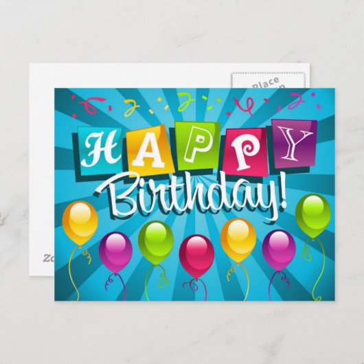 gelukkige verjaardag briefkaart (Voorkant / Achterkant)