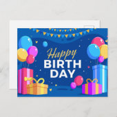 Gelukkige verjaardag briefkaart (Voorkant / Achterkant)