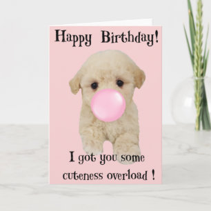 Gelukkige Verjaardag bubble gum puppy kaart! Kaart
