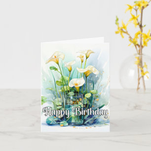Gelukkige verjaardag Calla Lelies Bloemen Kaart
