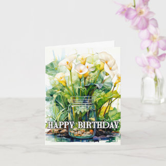 Gelukkige Verjaardag Calla Lelies Bloemen Kaart