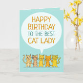 Gelukkige Verjaardag Cat Lady Groet Kaart (Gele Bloem)