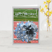 Gelukkige Verjaardag Cheer Pom Pom Kaart (Gele Bloem)