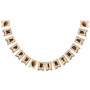 Gelukkige verjaardag chocolade bedekte aardbeien vlaggetjes