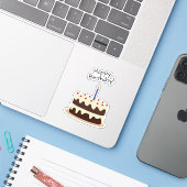 Gelukkige Verjaardag Chocolade en Vanille Cake Con Sticker (Laptop met iPhone)
