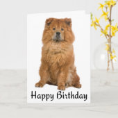 Gelukkige Verjaardag Chow Chow Puppy Hond Kaart (Gele Bloem)