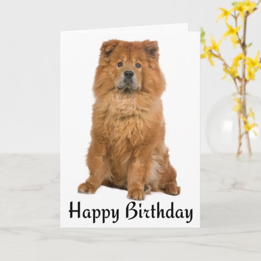 Gelukkige Verjaardag Chow Chow Puppy Hond Kaart (Gele Bloem)