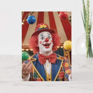 Gelukkige Verjaardag Clown Jongleren met Kleurrijk Kaart