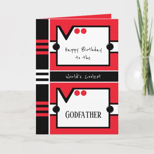 Gelukkige Verjaardag Coolest Godfather rood en zwa Kaart (Voorkant)