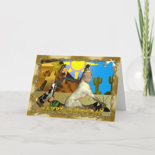 Gelukkige Verjaardag Cowboy kaart (Voorkant)
