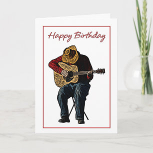 Gelukkige Verjaardag Cowboy met Gitaar Illustratie Kaart