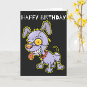 Gelukkige verjaardag | Cranky Zombie Dog Illustrat Kaart (Gele Bloem)
