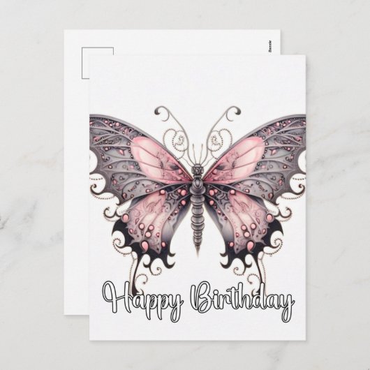 Gelukkige Verjaardag Creatief Vlinderontwerp Feestdagenkaart (Voorkant / Achterkant)