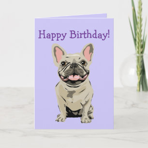 Gelukkige verjaardag -Crème Franse Bulldog Kaart