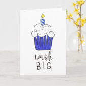gelukkige verjaardag cupcake kalligrafie blauw han kaart (Gele Bloem)