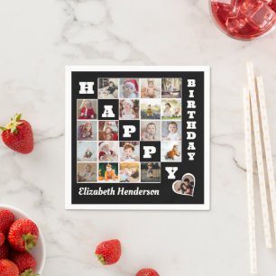 Gelukkige Verjaardag Custom 21 Photo Collage Gift Servet