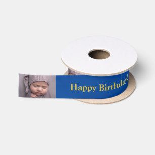 Gelukkige Verjaardag Custom Foto en naam Gold & Bl Lint