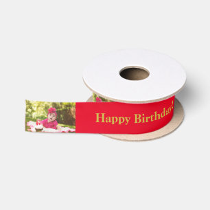 Gelukkige Verjaardag Custom Foto en naam Gold & Re Lint