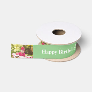 Gelukkige Verjaardag Custom Foto en naam Groen & W Lint