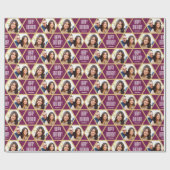Gelukkige Verjaardag Custom Photo Star Pattern Plu Cadeaupapier (Vlak)