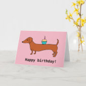 Gelukkige Verjaardag Dachshund Kaart (Gele Bloem)