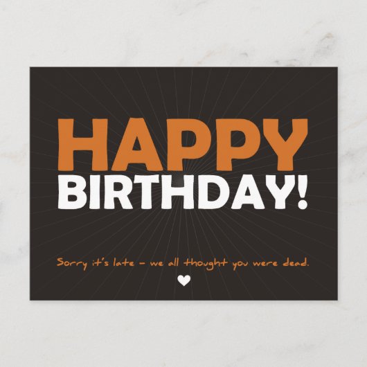 Gelukkige verjaardag (dacht dat je dood was) briefkaart (Voorkant)