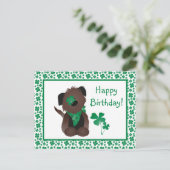 Gelukkige verjaardag Dag Hond Shamrock Groen Briefkaart (Staand voorkant)