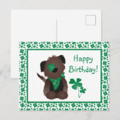 Gelukkige verjaardag Dag Hond Shamrock Groen Briefkaart (Voorkant / Achterkant)