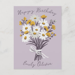 Gelukkige Verjaardag Daisy Boeket Retro AANGEPASTE Briefkaart