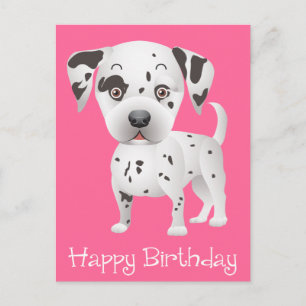 Gelukkige Verjaardag Dalmatische Puppy Dog Roze Br Briefkaart